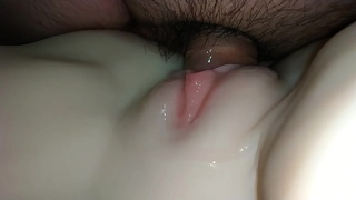 Close-ups, gentle treatment of wet and pink vagina